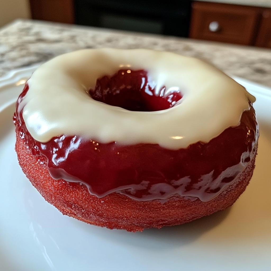 Easy Air Fryer Red Velvet Donuts with Creamy Glaze