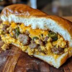 Egg Sausage and Cheese Breakfast Rolls with Jalapeños and Onions
