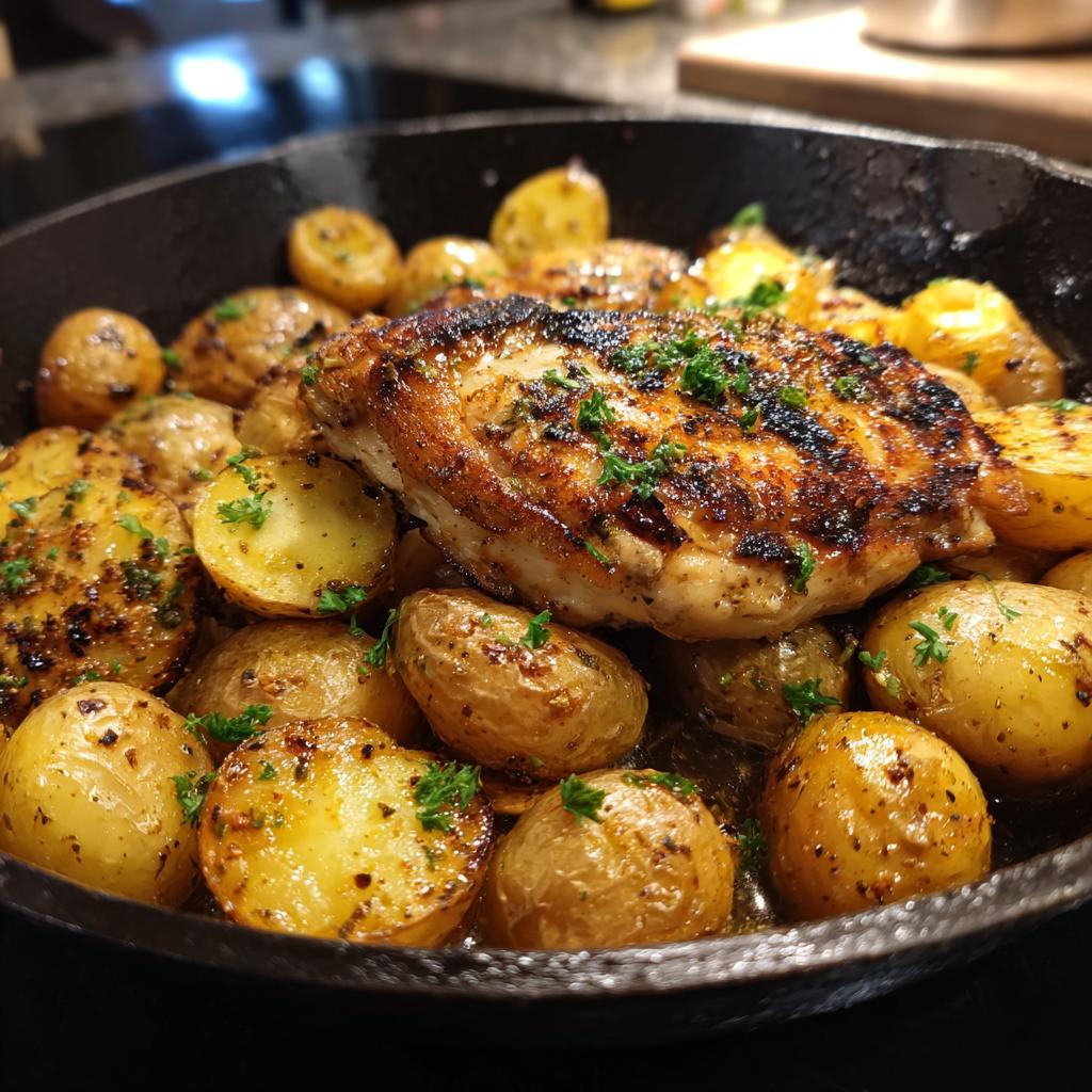 Garlic Butter Chicken and Potatoes Skillet