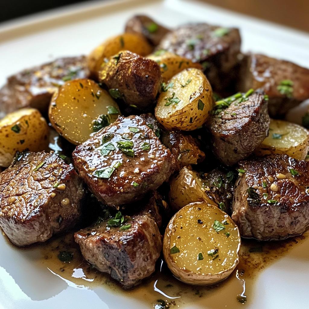 Garlic Butter Steak Bites with Potatoes