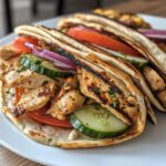 Greek Chicken Gyros with Flatbread and Hummus