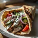 Greek Chicken Gyros with Tzatziki and Cucumber Salad