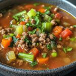 Ground Beef Soup with Savory Vegetables