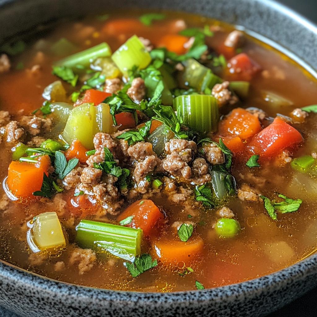 Ground Beef Soup with Savory Vegetables