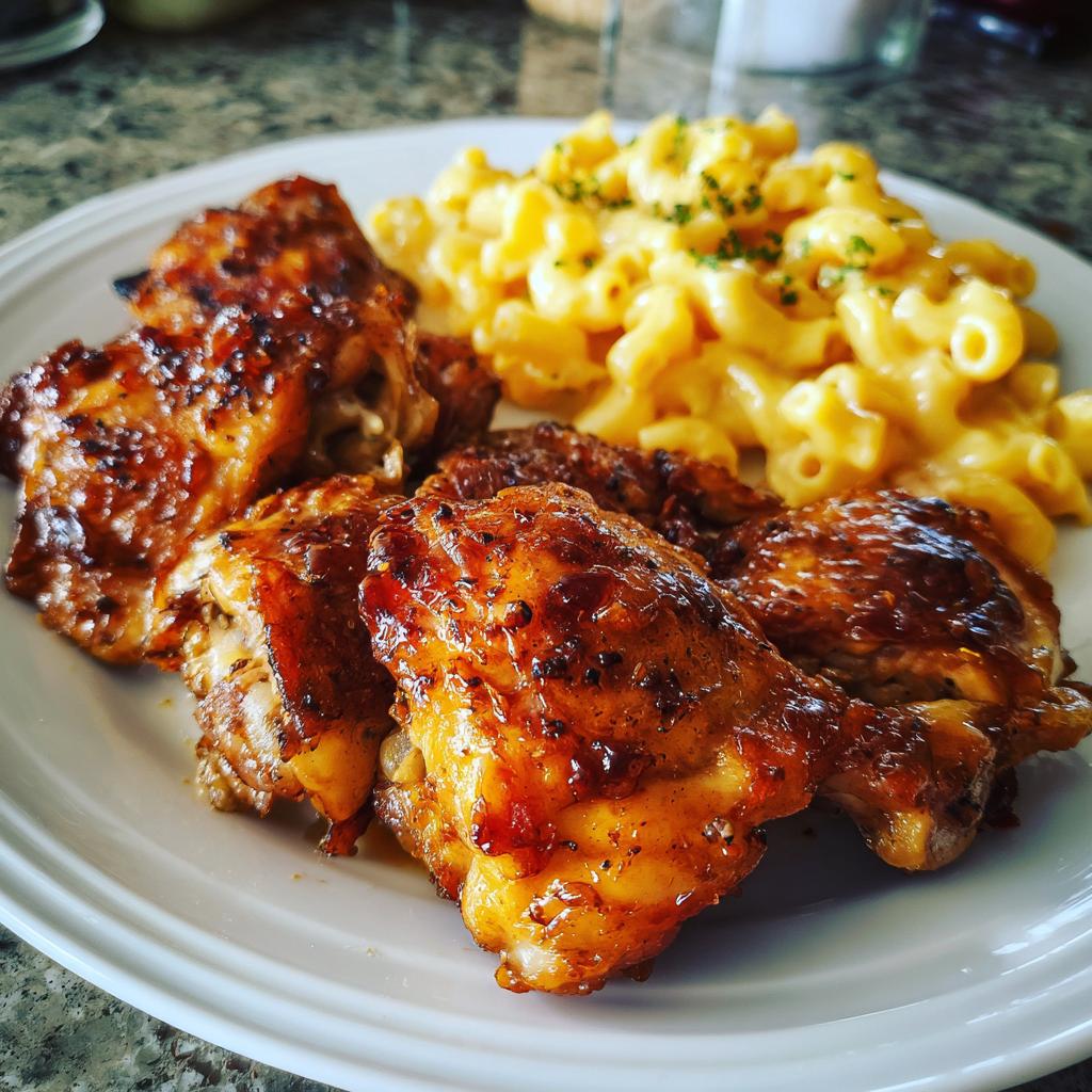 Honey Chicken with Mac and Cheese
