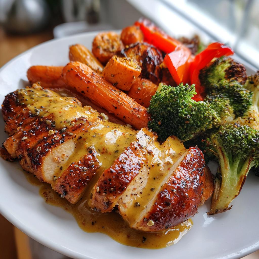 Honey Mustard Chicken with Roasted Veggies
