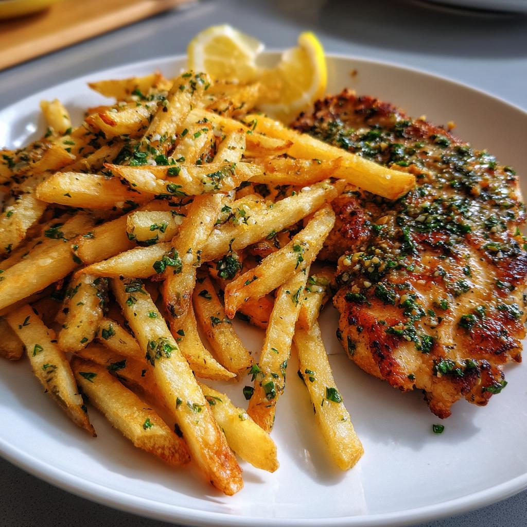 Lemon Herb Chicken with Garlic Butter Fries