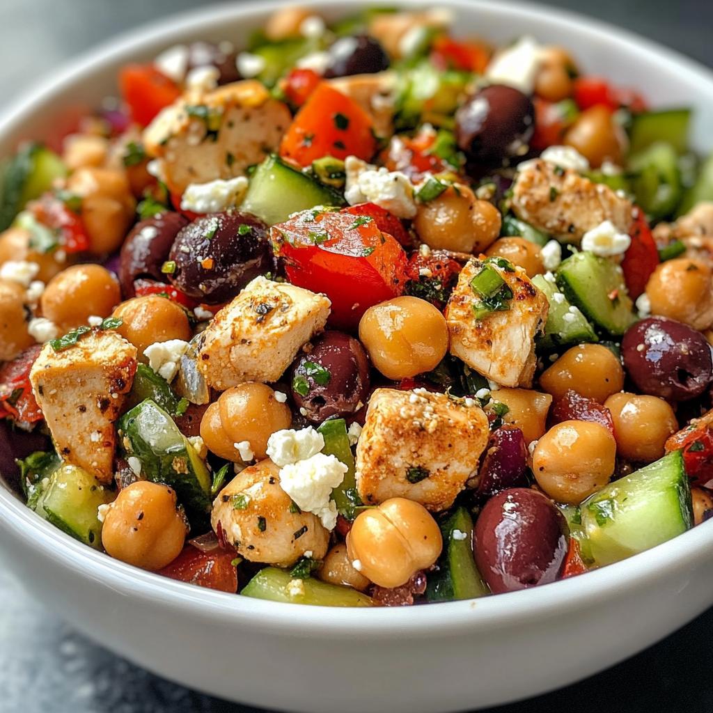 Mediterranean Chickpea and Chicken Salad