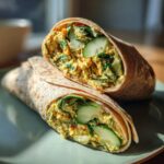 Mediterranean chickpea and avocado wrap with fresh herbs, cucumber and lemon.