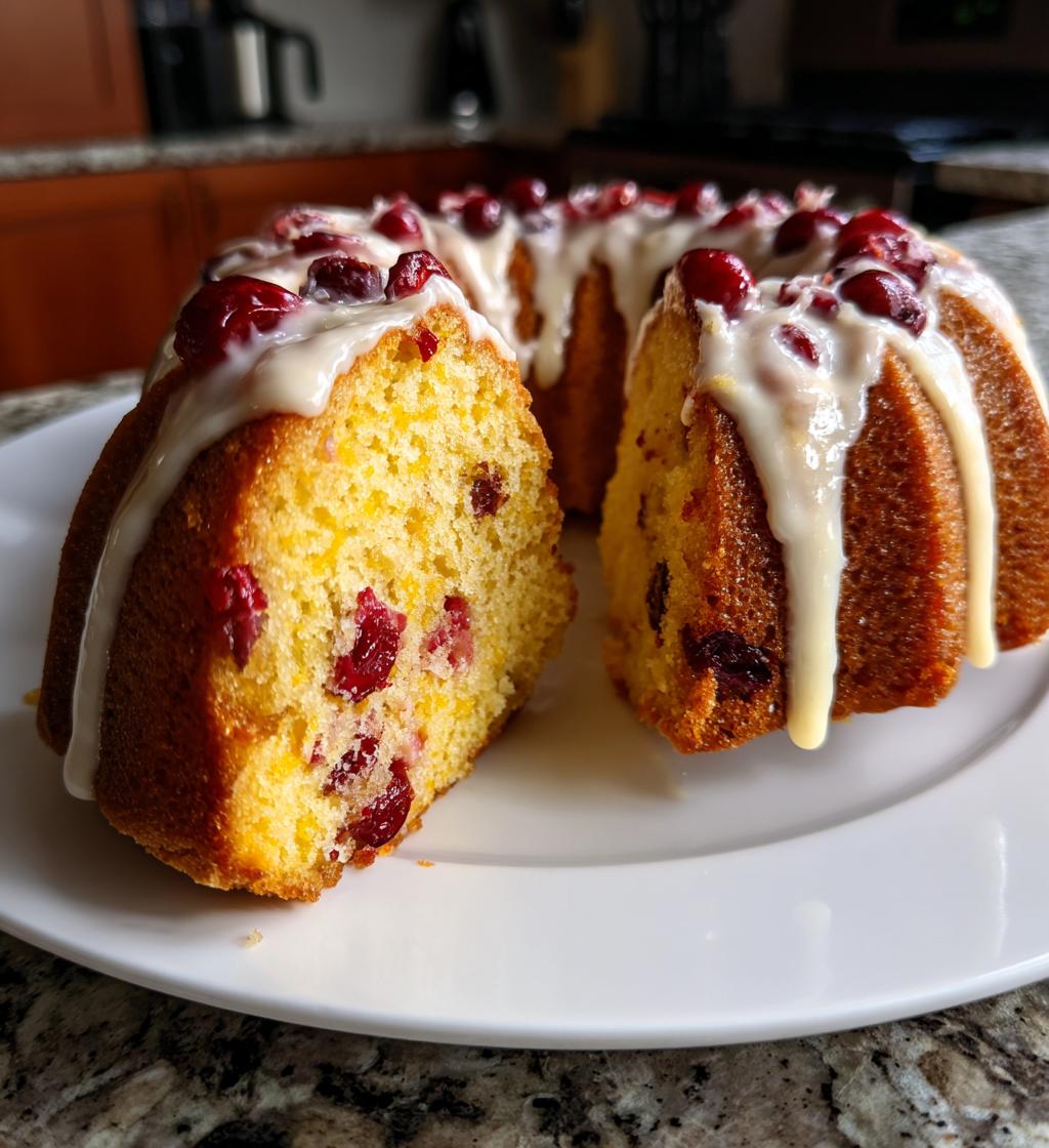 Moist Cranberry Orange Bundt Cake with Citrus Icing