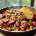 Original Red Bean and Rice Recipe with smoked sausage and cornbread