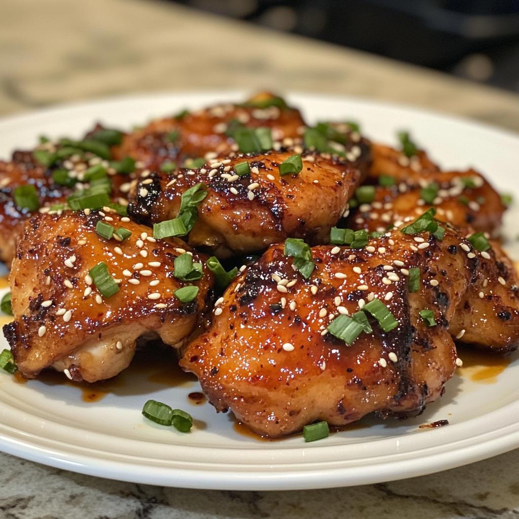 Spicy Korean Chicken Thighs with Garlic Sesame Sauce