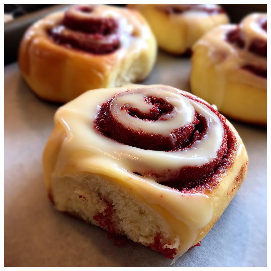 red velvet cinnamon rolls