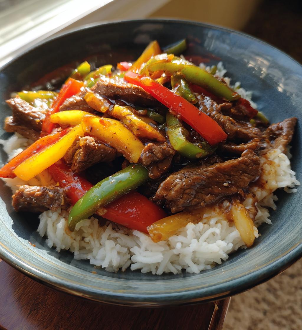 beef and pepper rice bowl