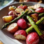roasted red potatoes and asparagus