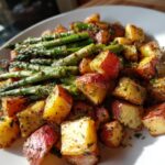 roasted red potatoes and asparagus