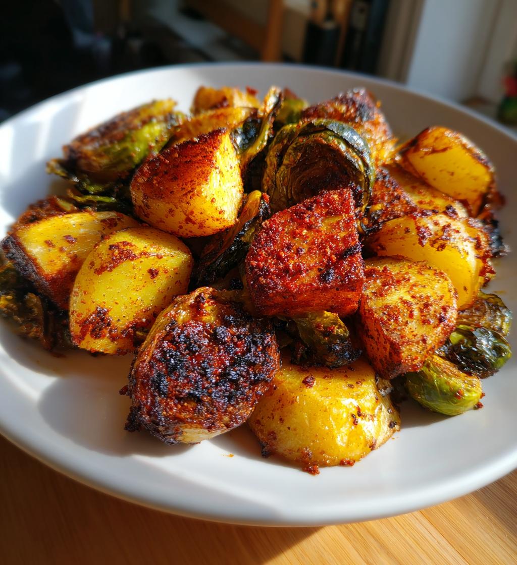 roasted red potatoes and brussel sprouts