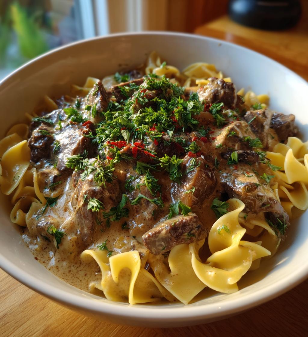 slow cooker beef stroganoff