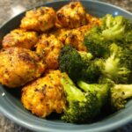 air fryer chicken bites and broccoli