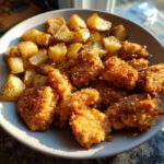 air fryer chicken bites and potatoes