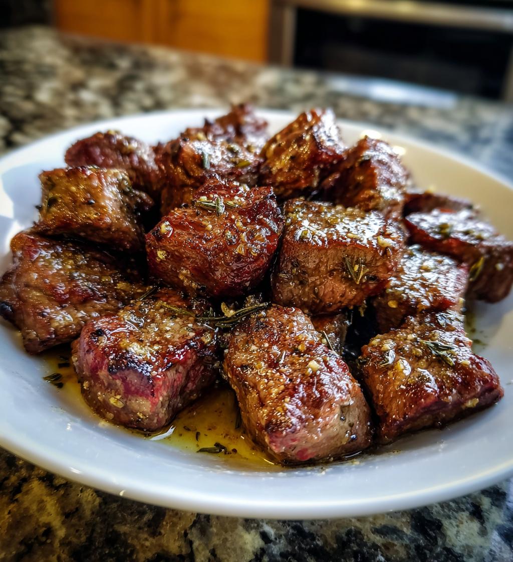 air fryer garlic butter steak bites recipe