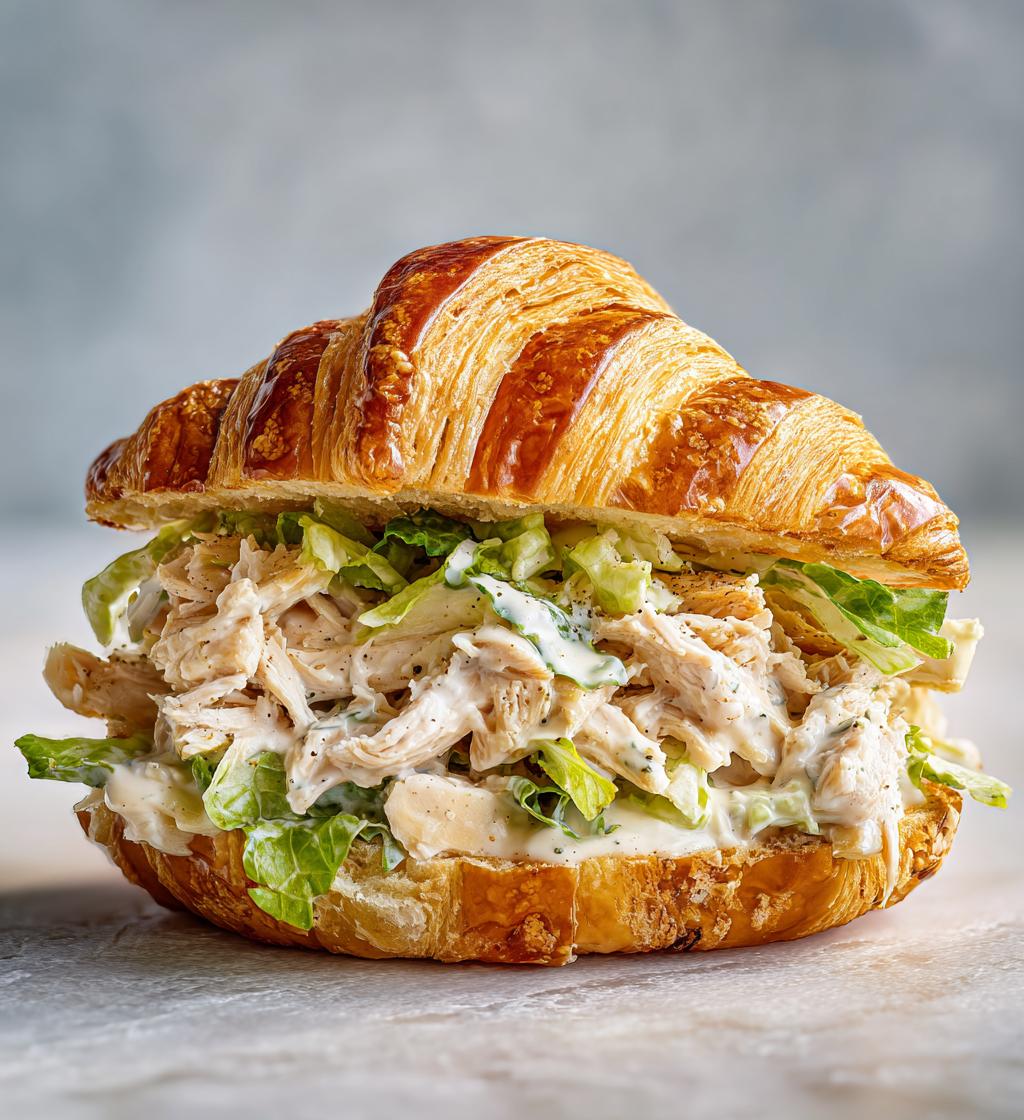 chicken caesar sandwich on croissant