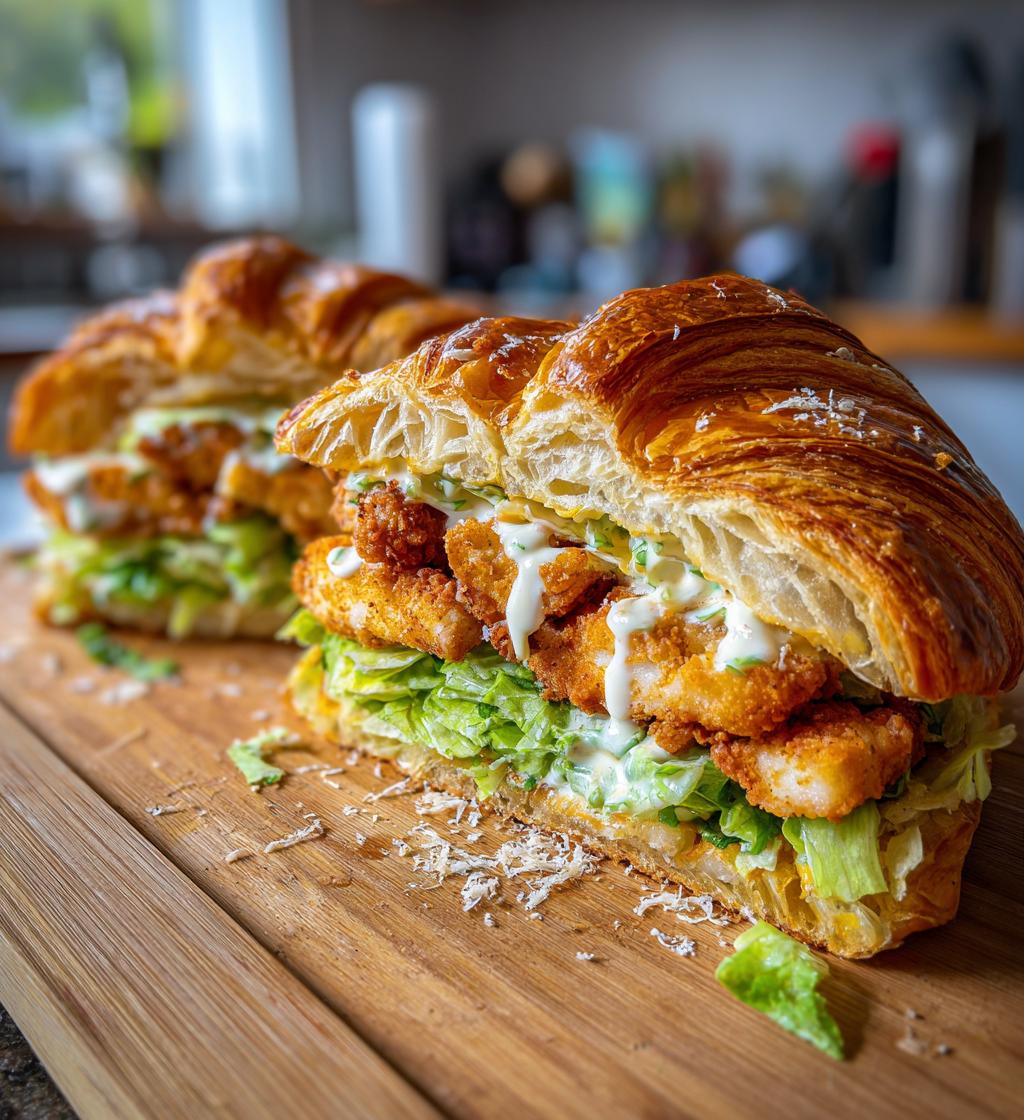 crispy chicken caesar croissant sandwich