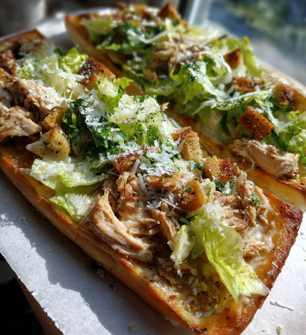 crispy chicken caesar pizza sandwich