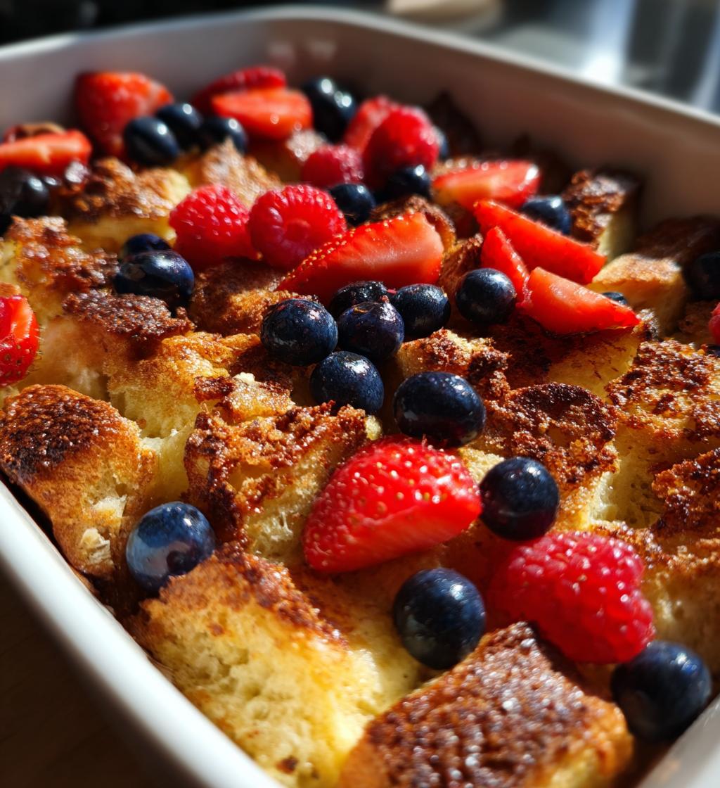 french toast casserole overnight berries