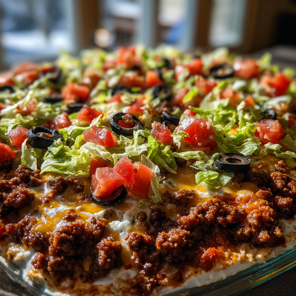 Taco dip with ground beef: 15-Minute Irresistible Party Treat