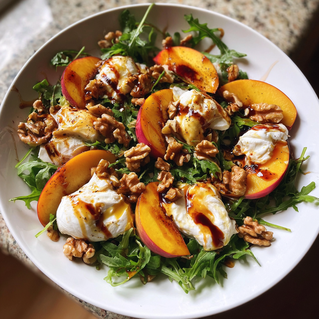 Grilled Peach &amp; Burrata Salad with Honey: 4 Irresistible Servings