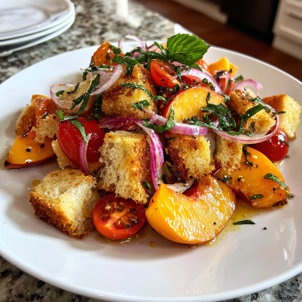 Peach Tomato Panzanella Salad: 15-Minute Irresistible Delight