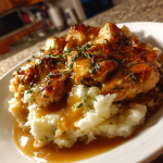 chicken with gravy over mashed potatoes: a delicious comfort meal