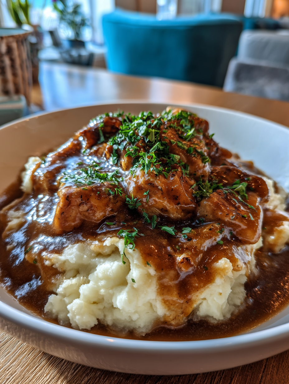 chicken and gravy with mashed potatoes: a classic comfort dish