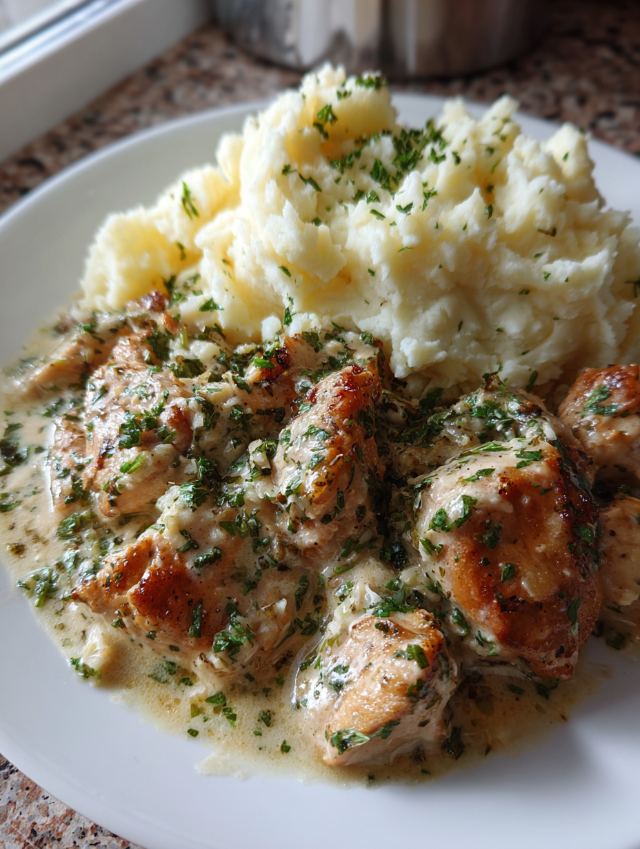 creamy garlic chicken with mashed potatoes: the ultimate comfort dish