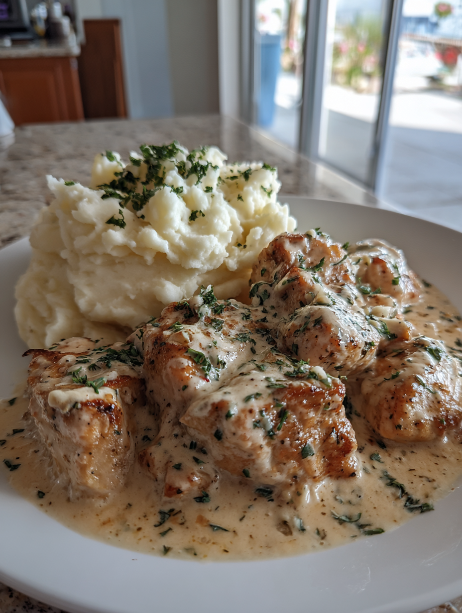 creamy garlic parmesan chicken with mashed potatoes: easy and delicious dinner option