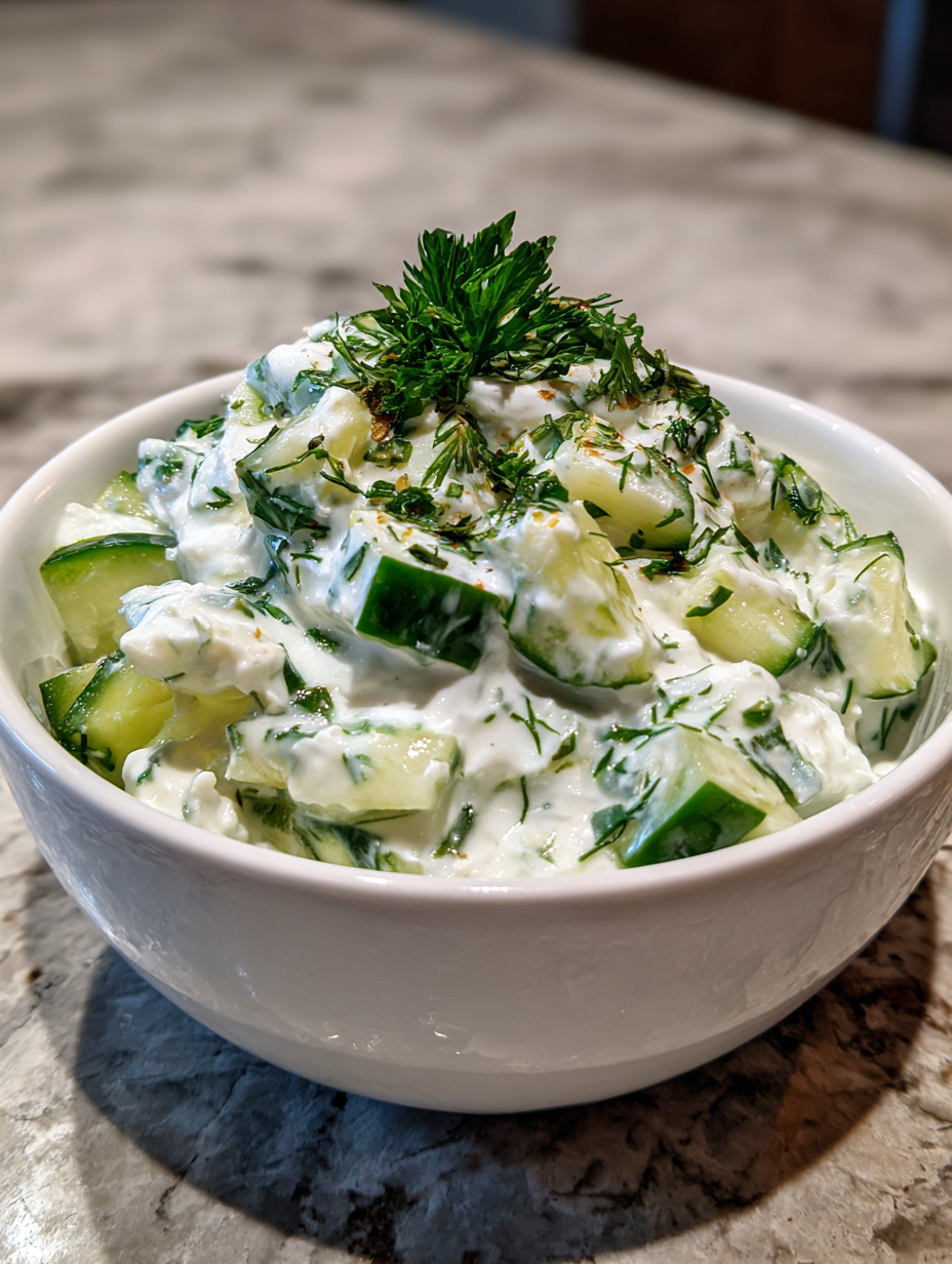 side dish for lamb gyros: delicious tzatziki and cucumber salad
