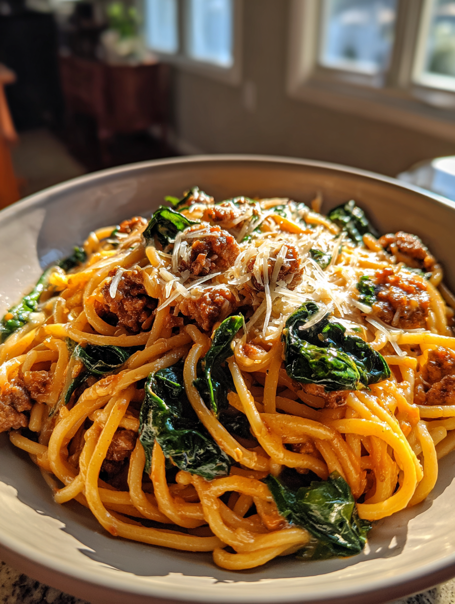 Creamy Sausage and Spinach Pasta: A Delicious One-Pot Meal